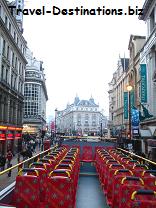 View from a double decker bus UK tour